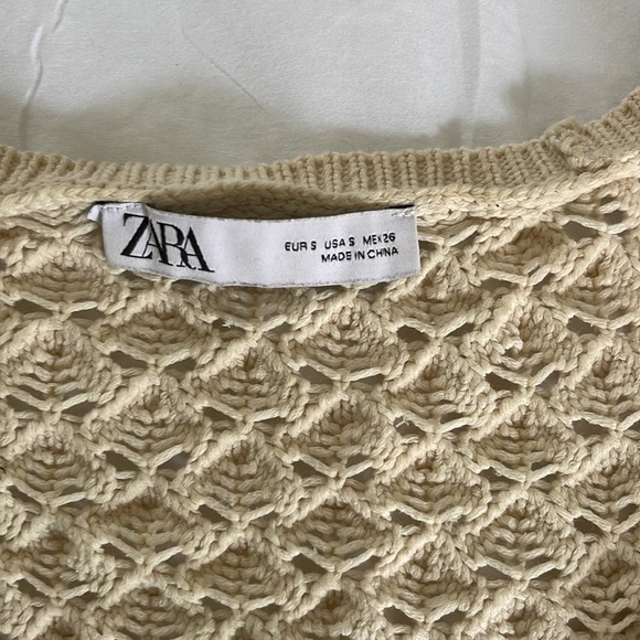 Zara Knit Cropped Cardigan Cream/Beige - Picture 5 of 9